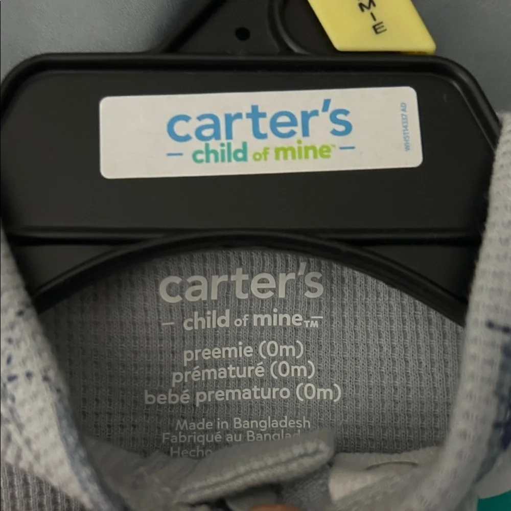 Carter's Light Gray One Piece with Airplane and Cloud Design